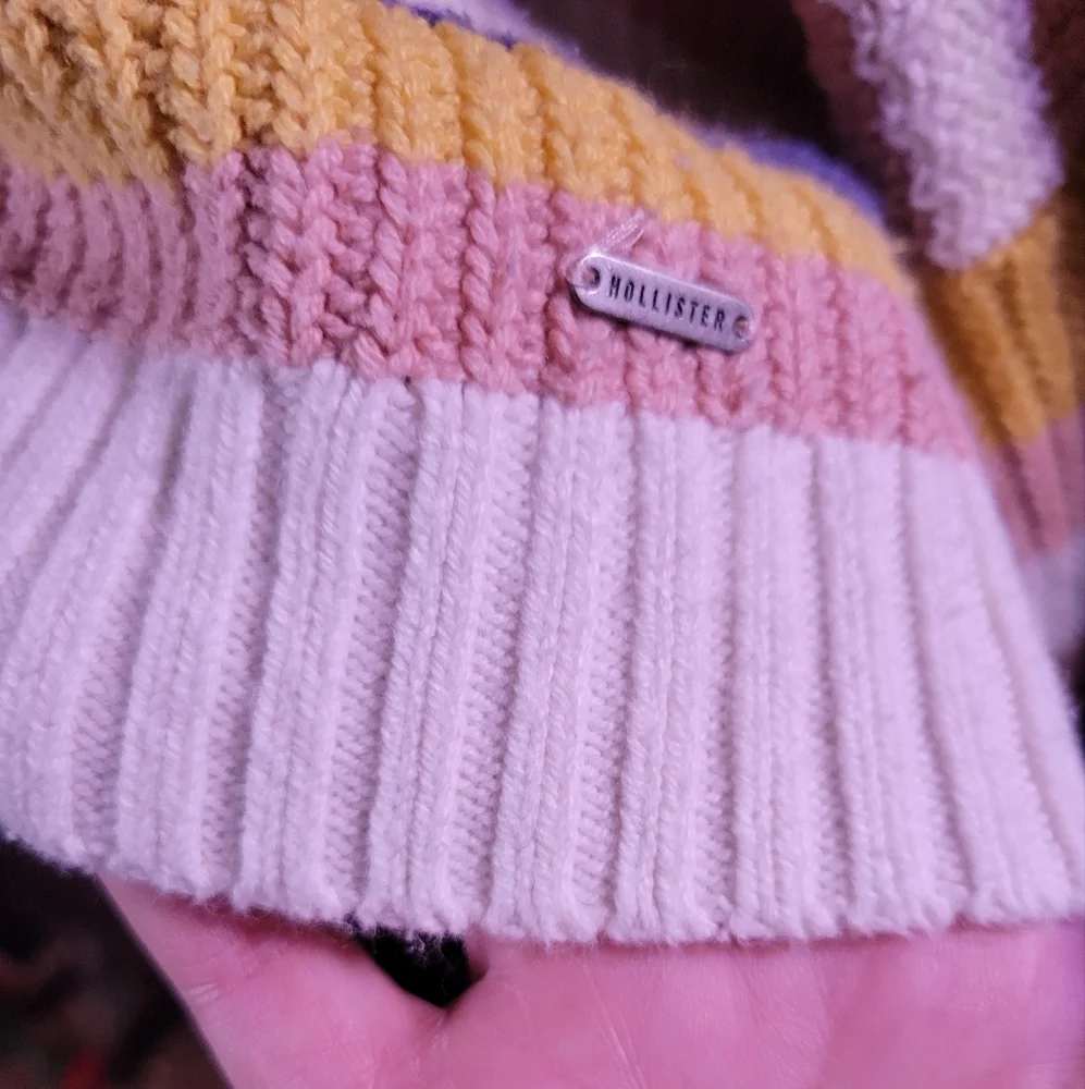 Hollister womens xs cropped slouchy sweater striped-multi colored - Picture 5 of 9